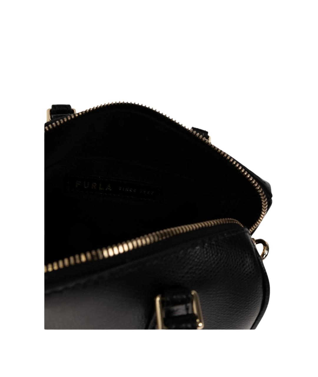 FURLA Черная кожаная сумка с короткими ручками, фото 4