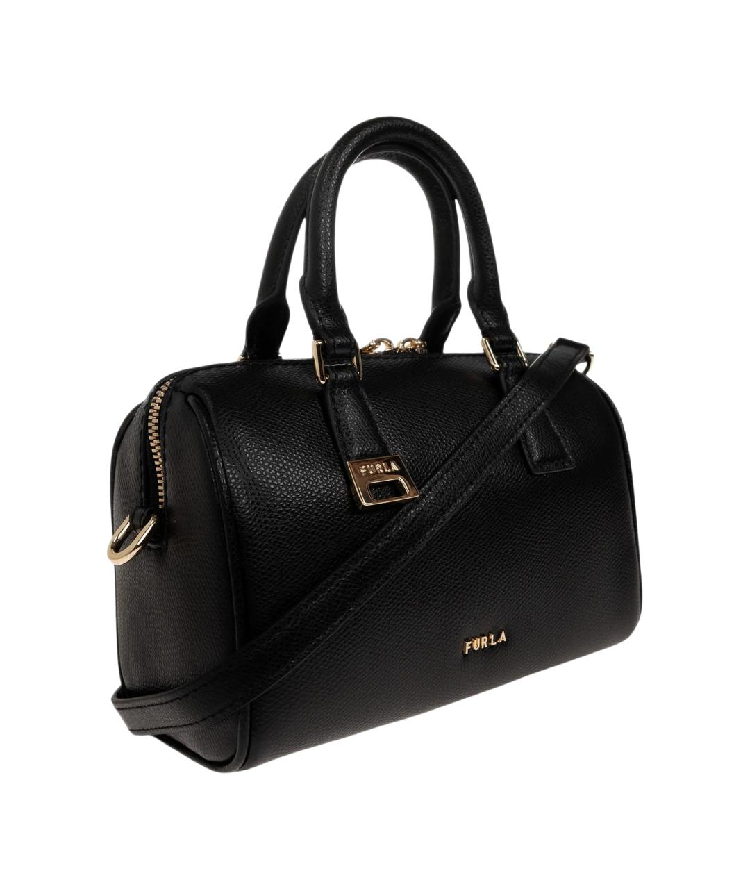 FURLA Черная кожаная сумка с короткими ручками, фото 3