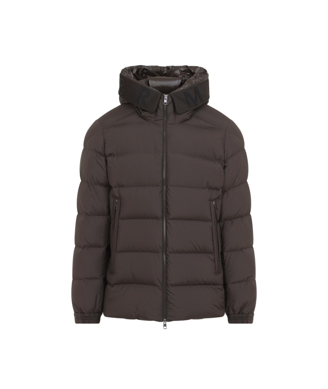 MONCLER Коричневый полиэстеровый пуховик, фото 1