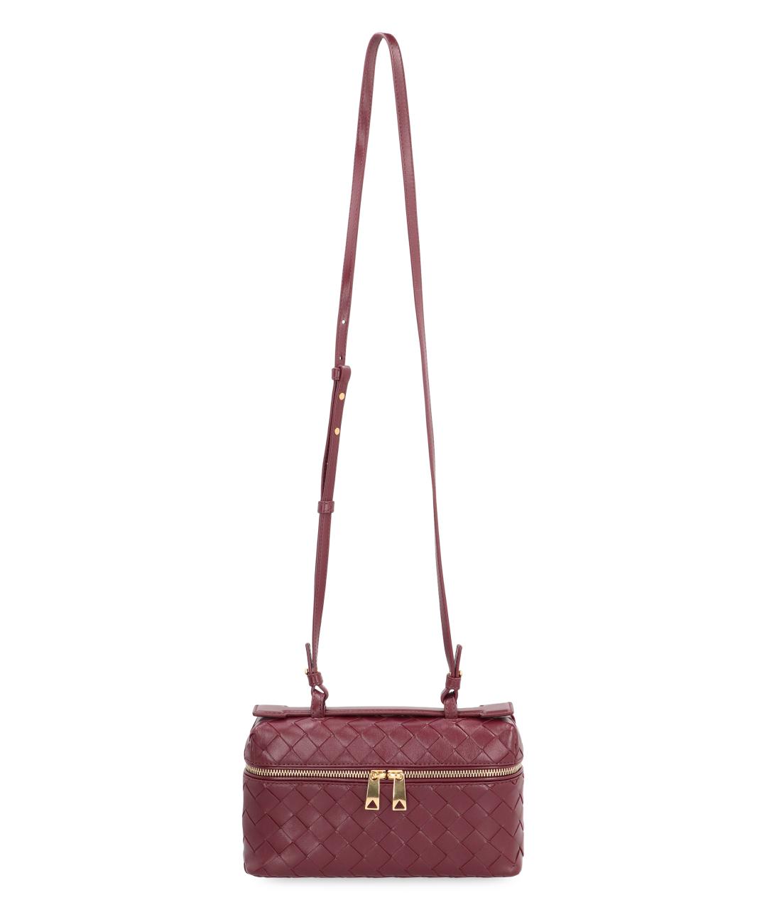 BOTTEGA VENETA Бордовая кожаная сумка с короткими ручками, фото 4