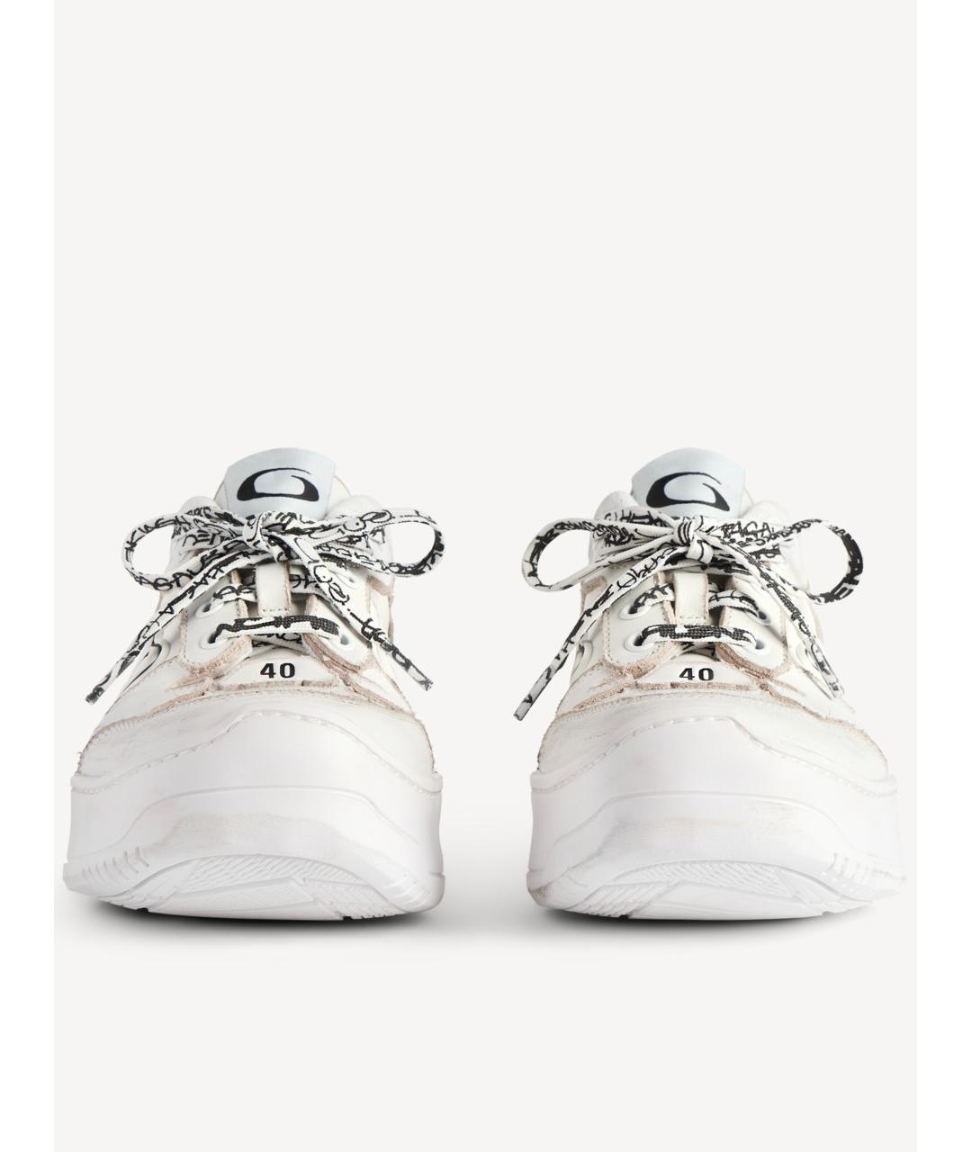 BALENCIAGA Белые кожаные кроссовки, фото 3