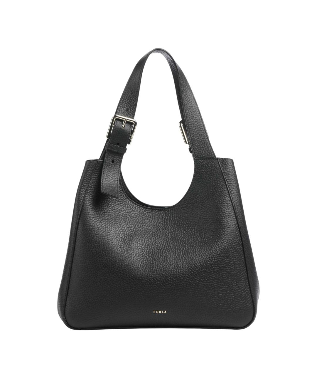 FURLA Черная кожаная сумка тоут, фото 1