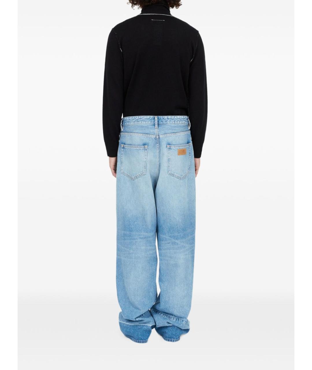 MM6 MAISON MARGIELA Голубые хлопковые прямые джинсы, фото 5