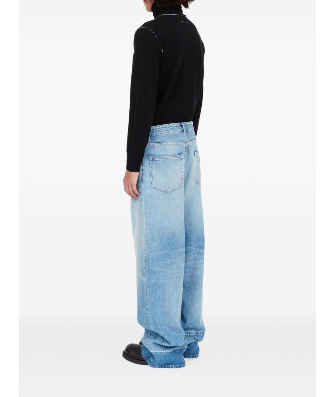 MM6 MAISON MARGIELA Голубые хлопковые прямые джинсы, фото 3