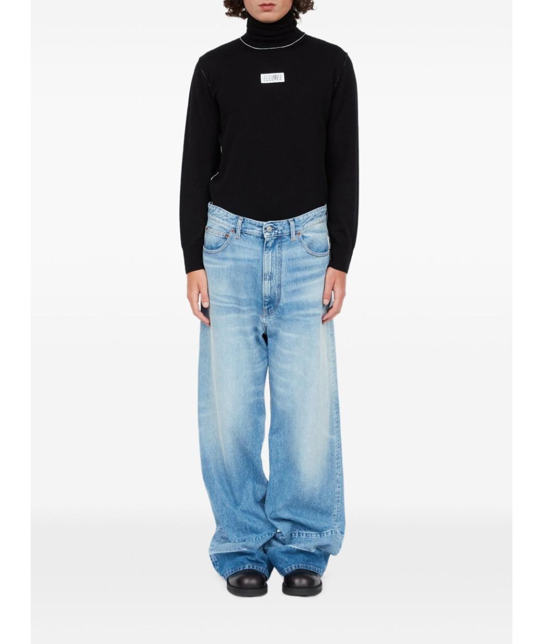 MM6 MAISON MARGIELA Голубые хлопковые прямые джинсы, фото 4