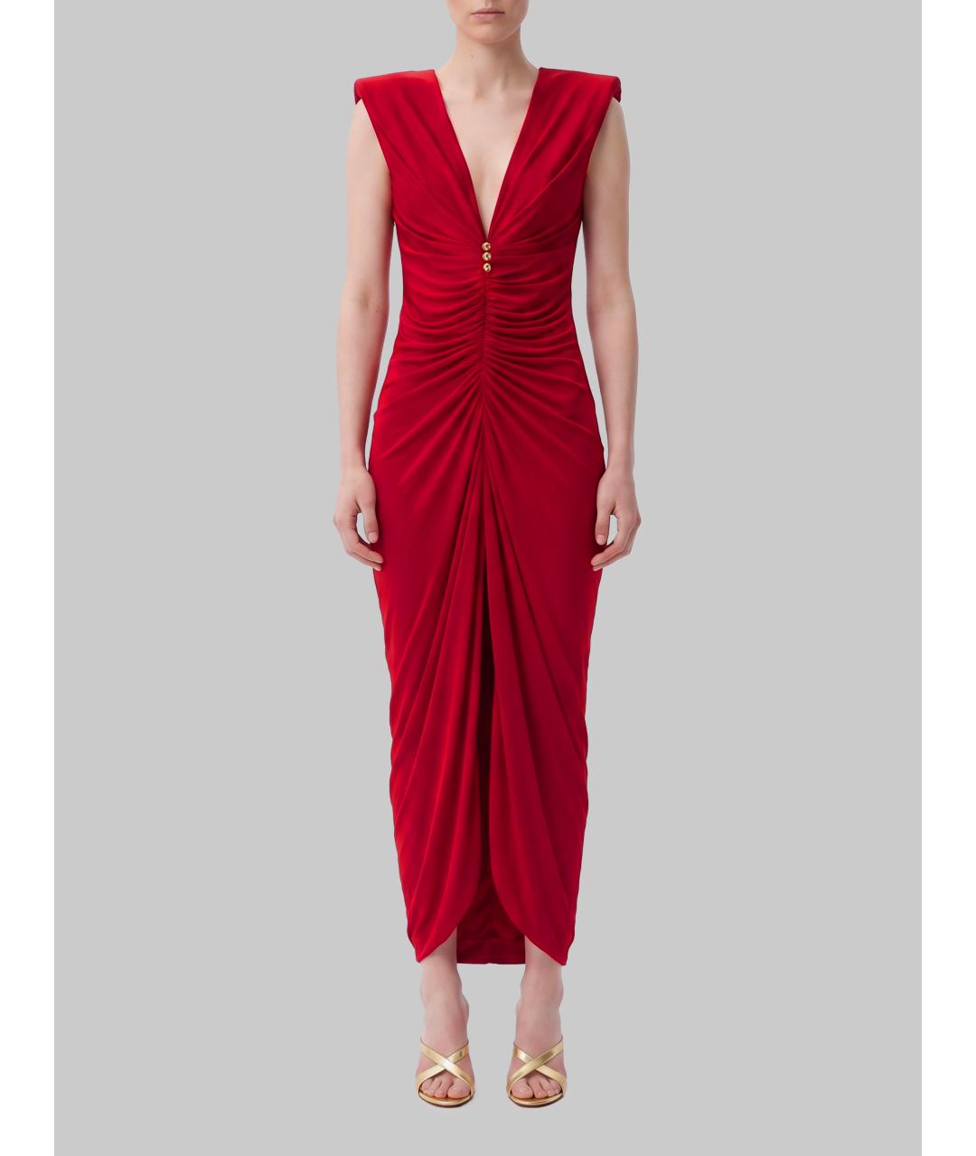 VERSACE Красное вискозное вечернее платье, фото 2