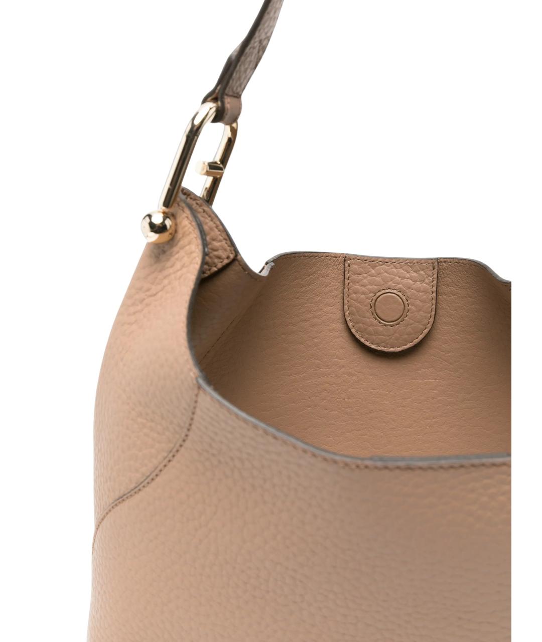 FURLA Бежевая кожаная сумка через плечо, фото 4
