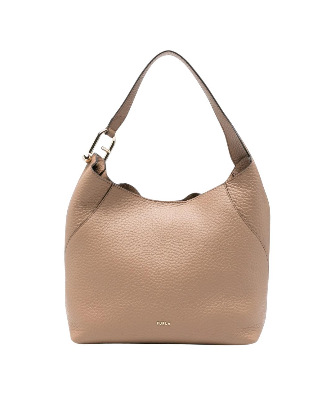 FURLA Бежевая кожаная сумка через плечо, фото 1