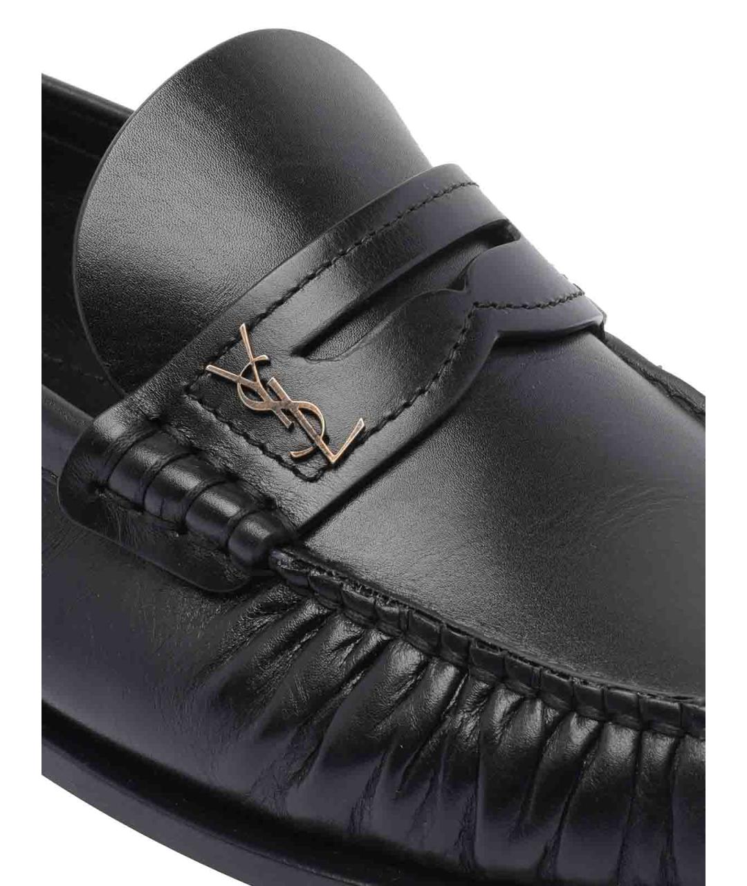 SAINT LAURENT Черные кожаные лоферы, фото 4