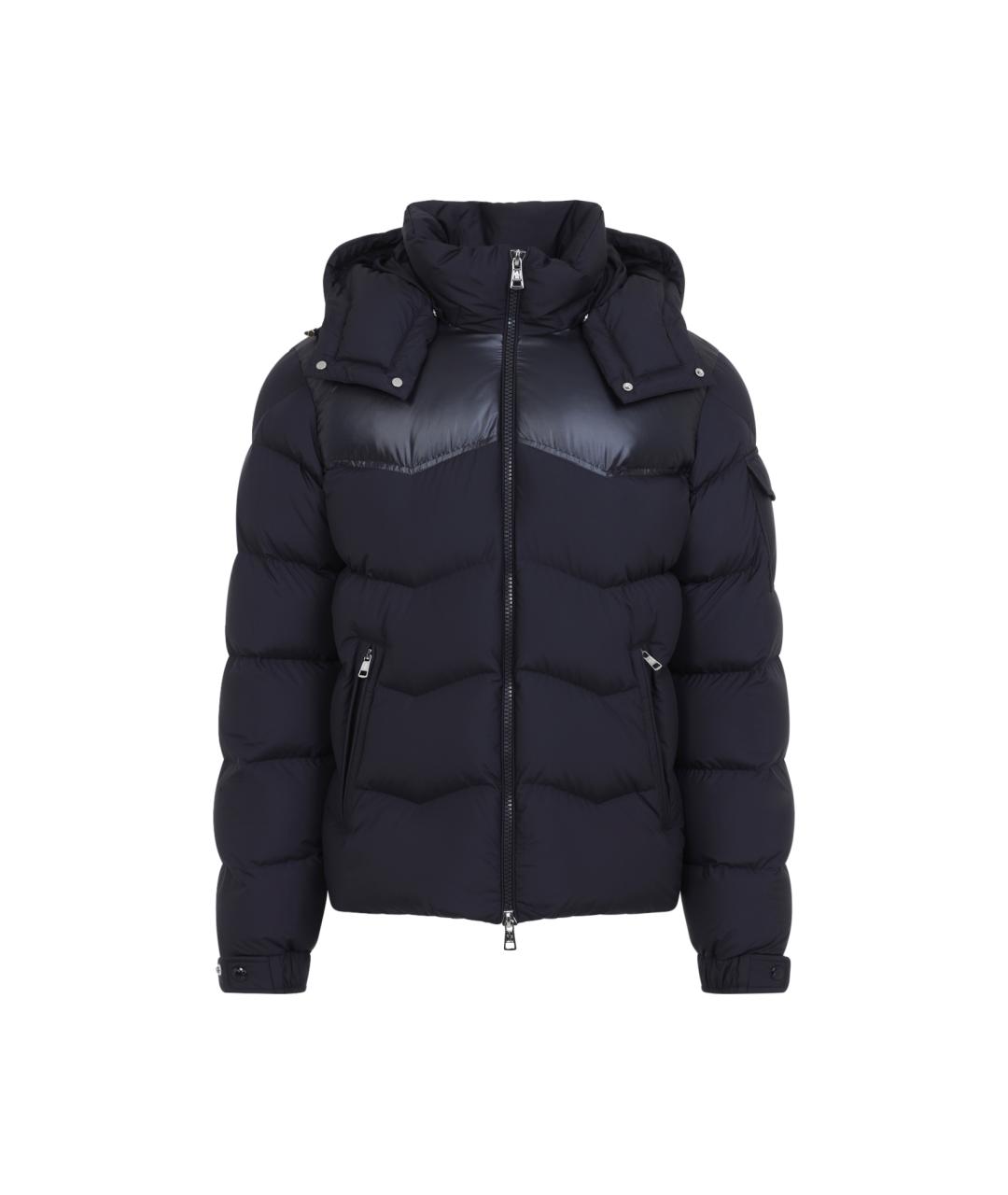 MONCLER Темно-синий полиэстеровый пуховик, фото 1