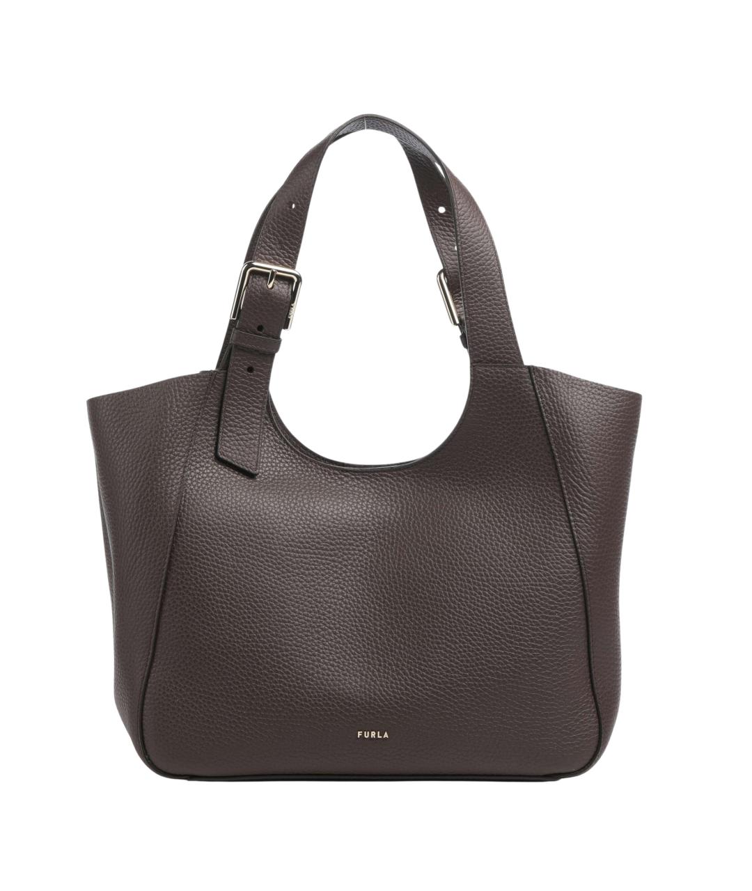 FURLA Коричневая кожаная сумка тоут, фото 3