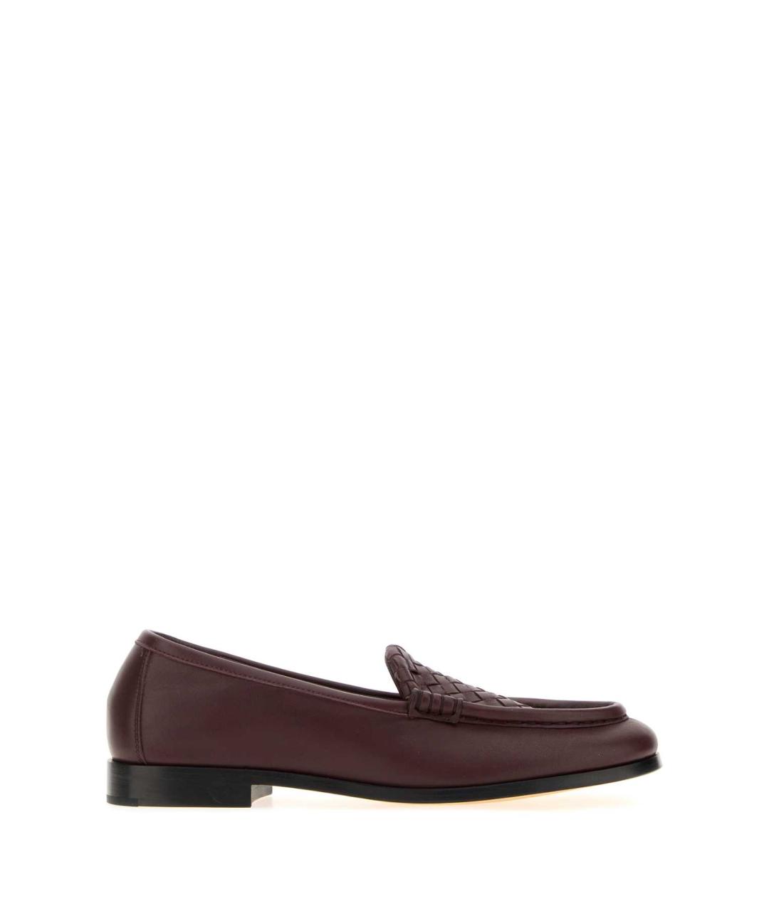 BOTTEGA VENETA Бордовые кожаные лоферы, фото 1