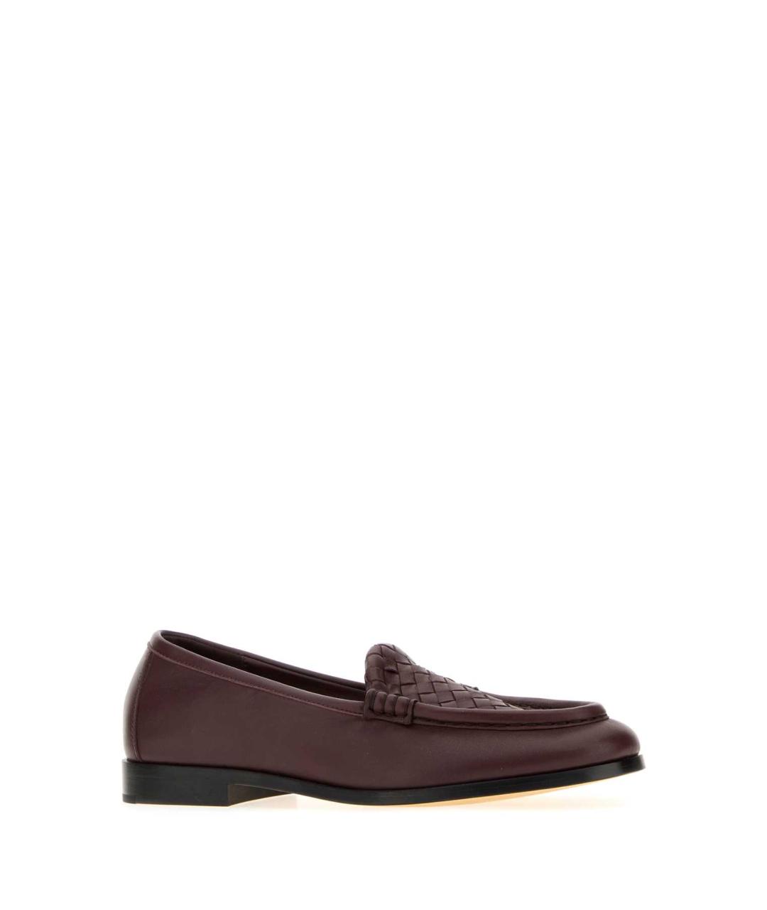 BOTTEGA VENETA Бордовые кожаные лоферы, фото 2