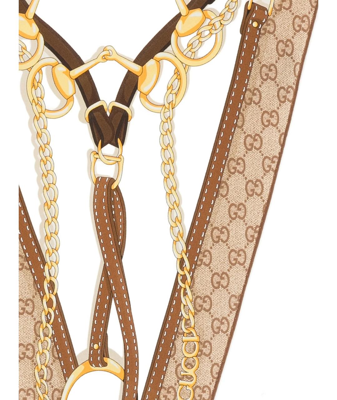 GUCCI Бежевый шелковый платок, фото 3