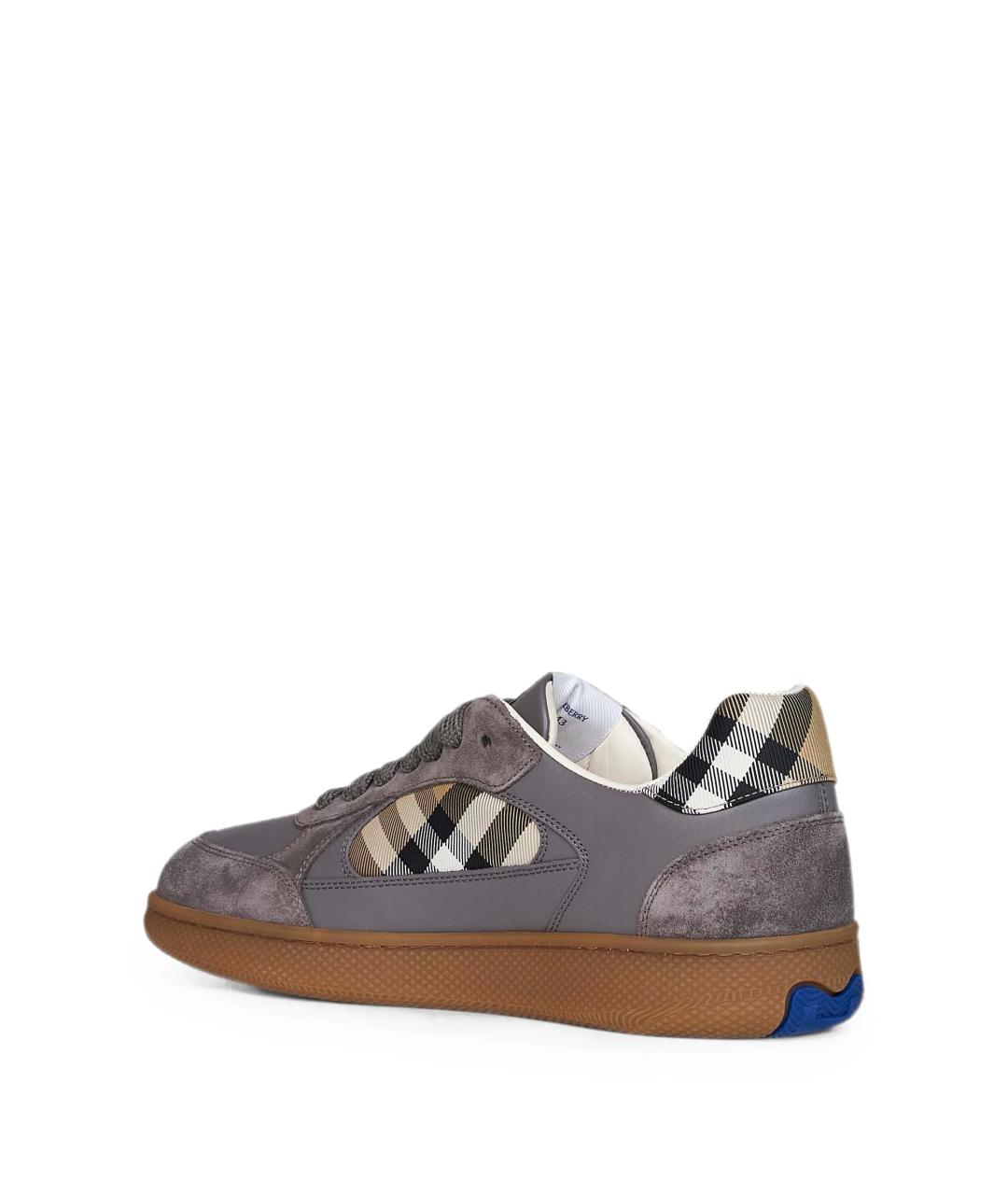 BURBERRY Серые замшевые низкие кроссовки / кеды, фото 3