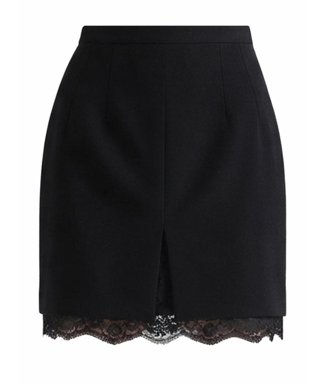 DOLCE&GABBANA Черная шерстяная юбка мини, фото 1