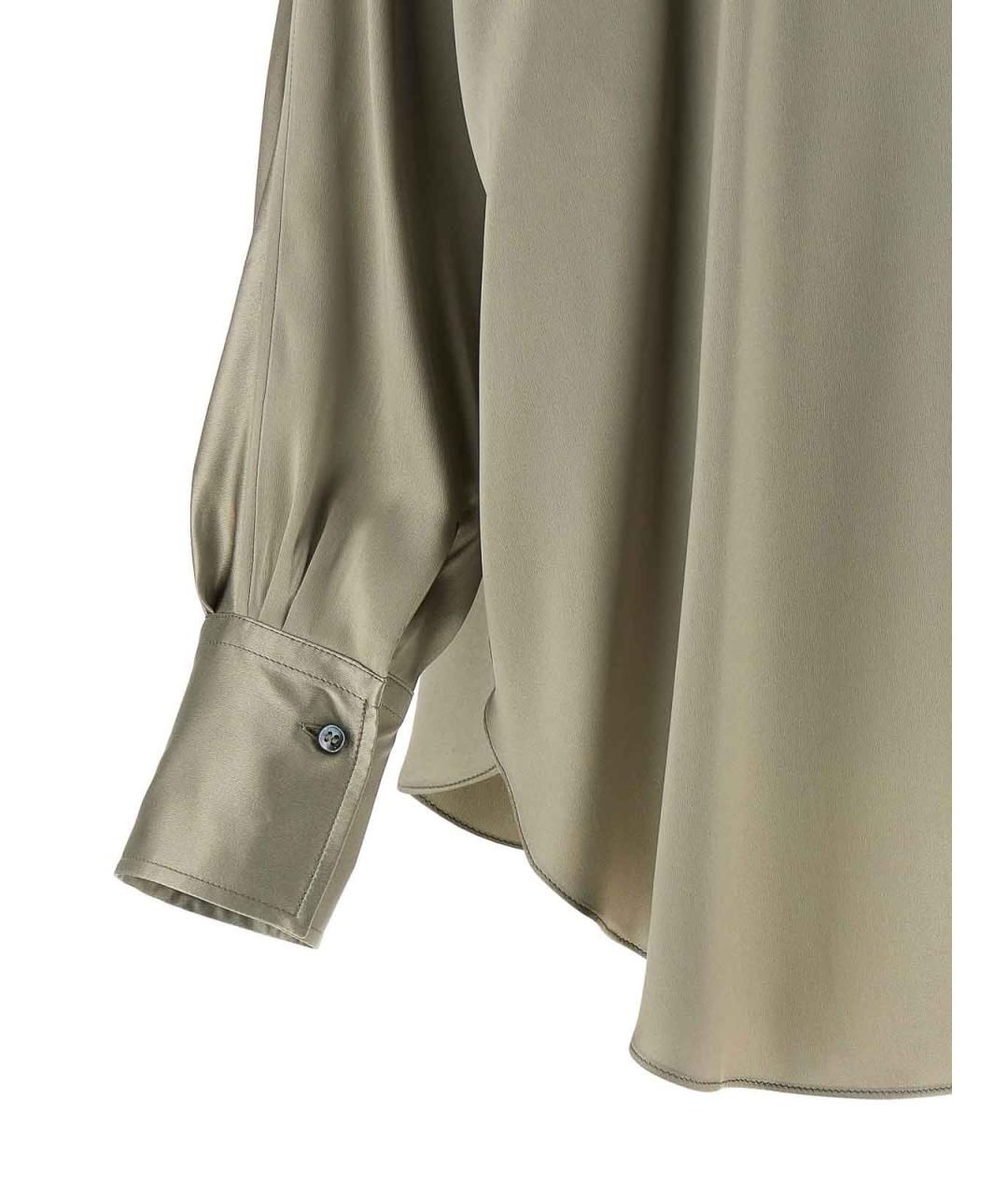 BRUNELLO CUCINELLI Хаки шелковая рубашка, фото 4