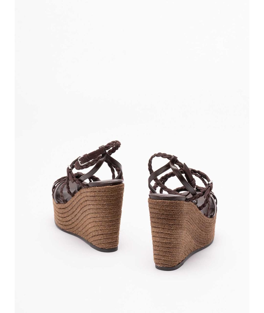 JIMMY CHOO Коричневые кожаные босоножки, фото 3