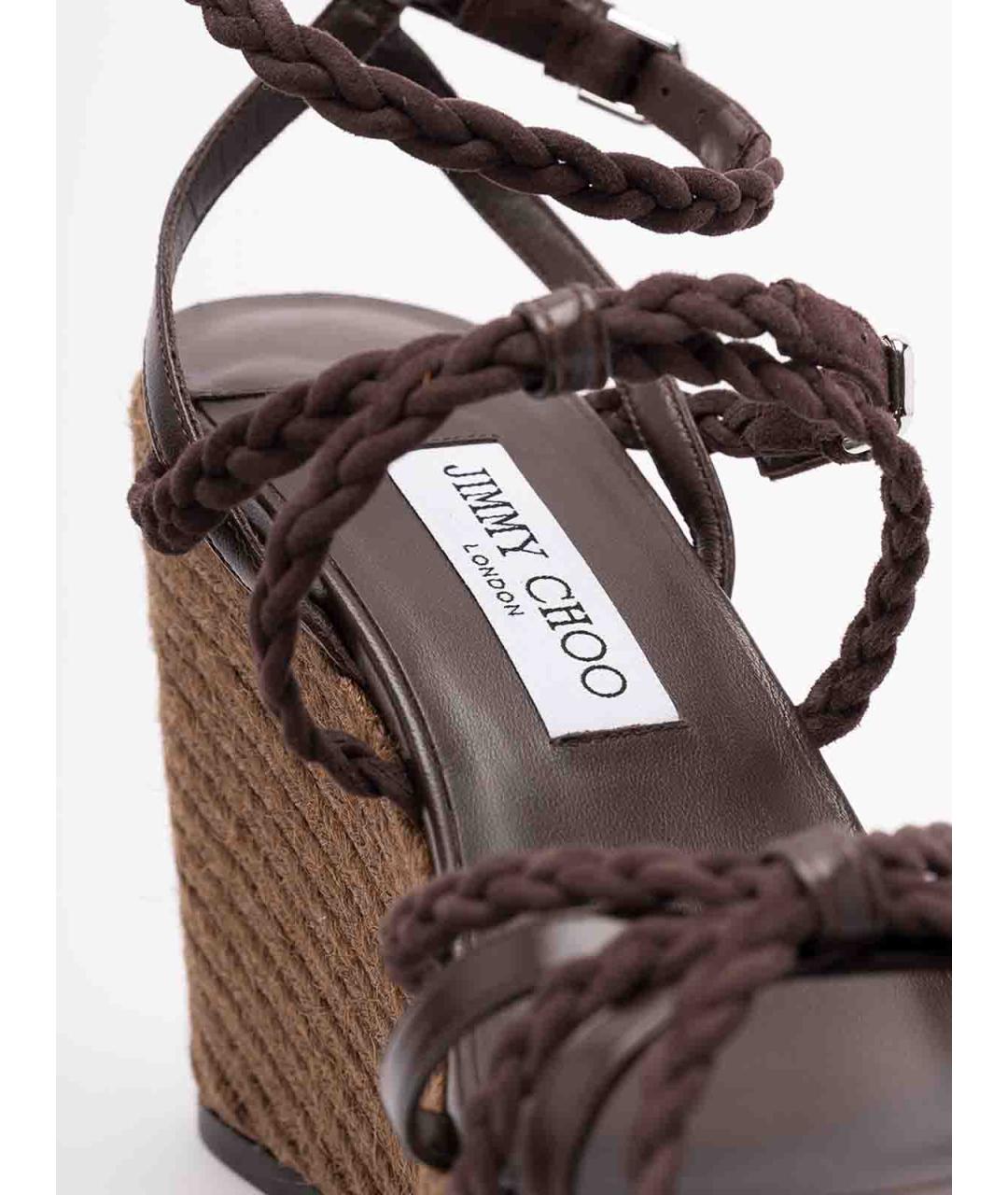 JIMMY CHOO Коричневые кожаные босоножки, фото 5