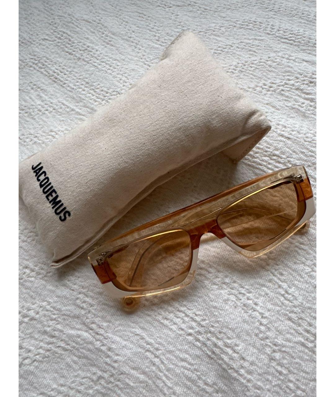 JACQUEMUS Горчичные пластиковые солнцезащитные очки, фото 8