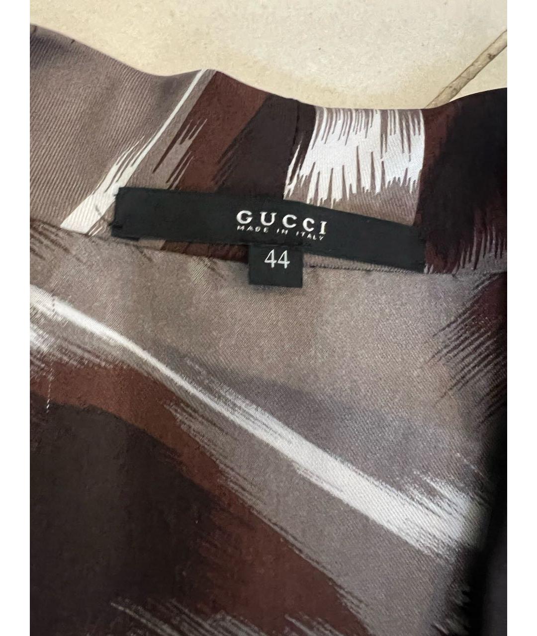 GUCCI Коричневая шелковая блузы, фото 3