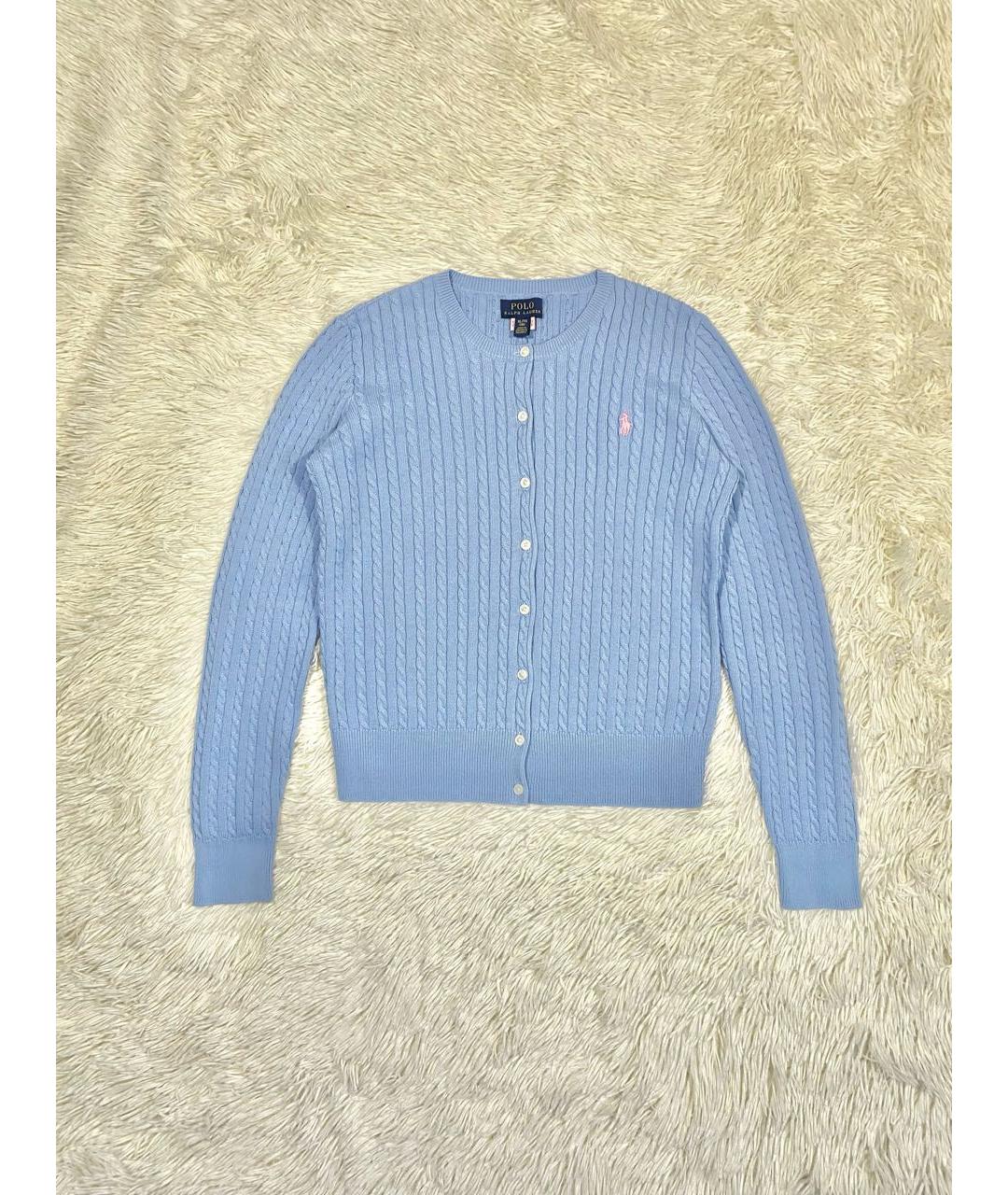 POLO RALPH LAUREN Голубой хлопковый кардиган, фото 9