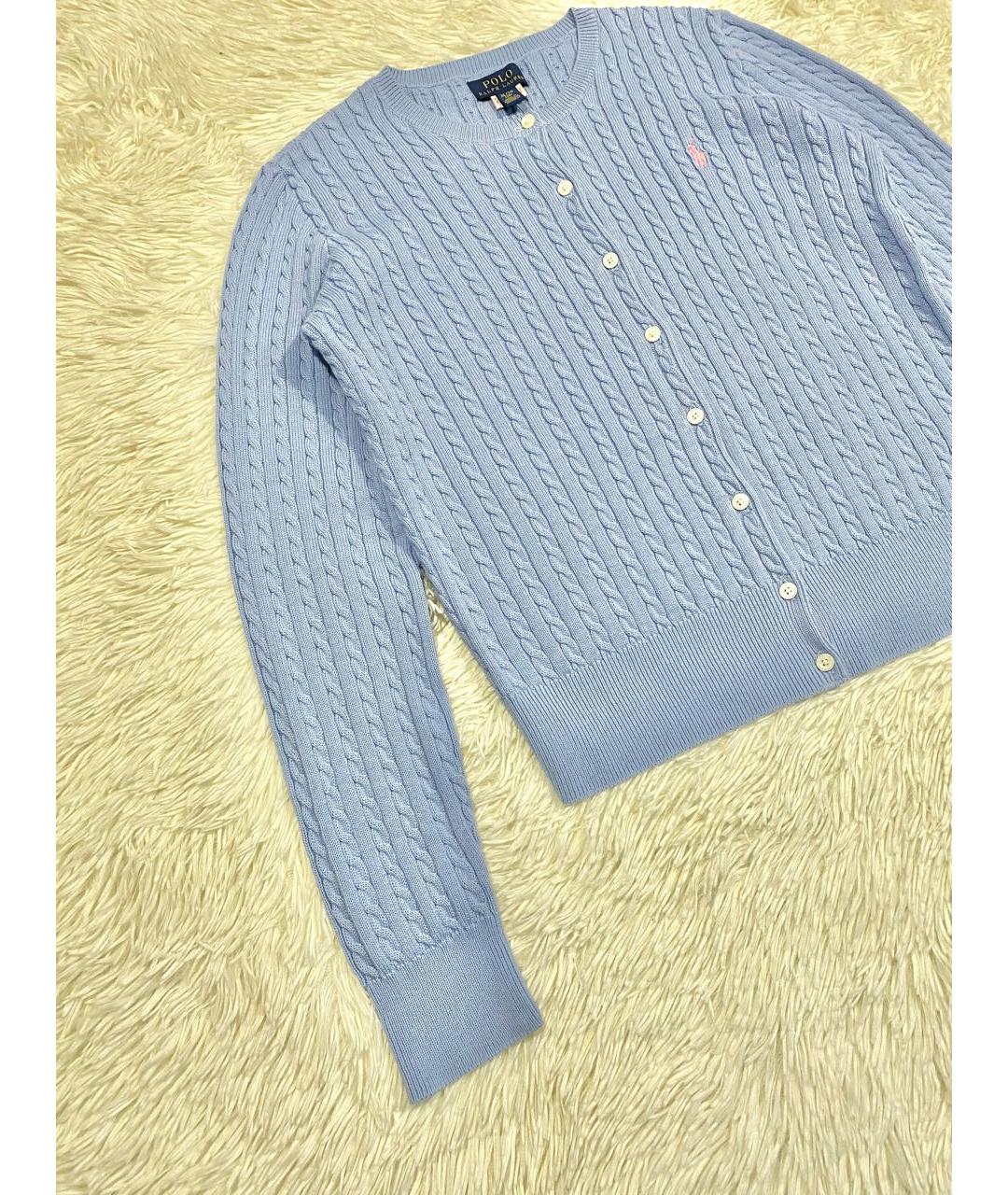 POLO RALPH LAUREN Голубой хлопковый кардиган, фото 5