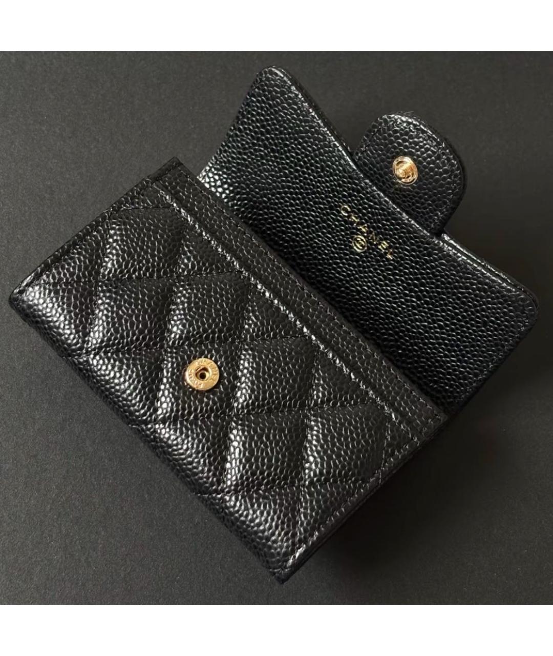 CHANEL Черный кожаный кошелек, фото 4