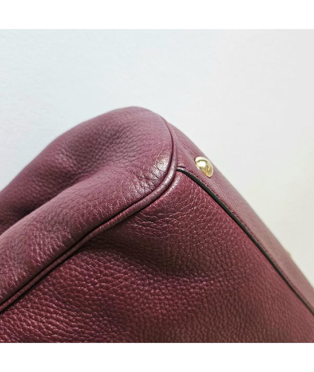 GUCCI Бордовая кожаная сумка через плечо, фото 4