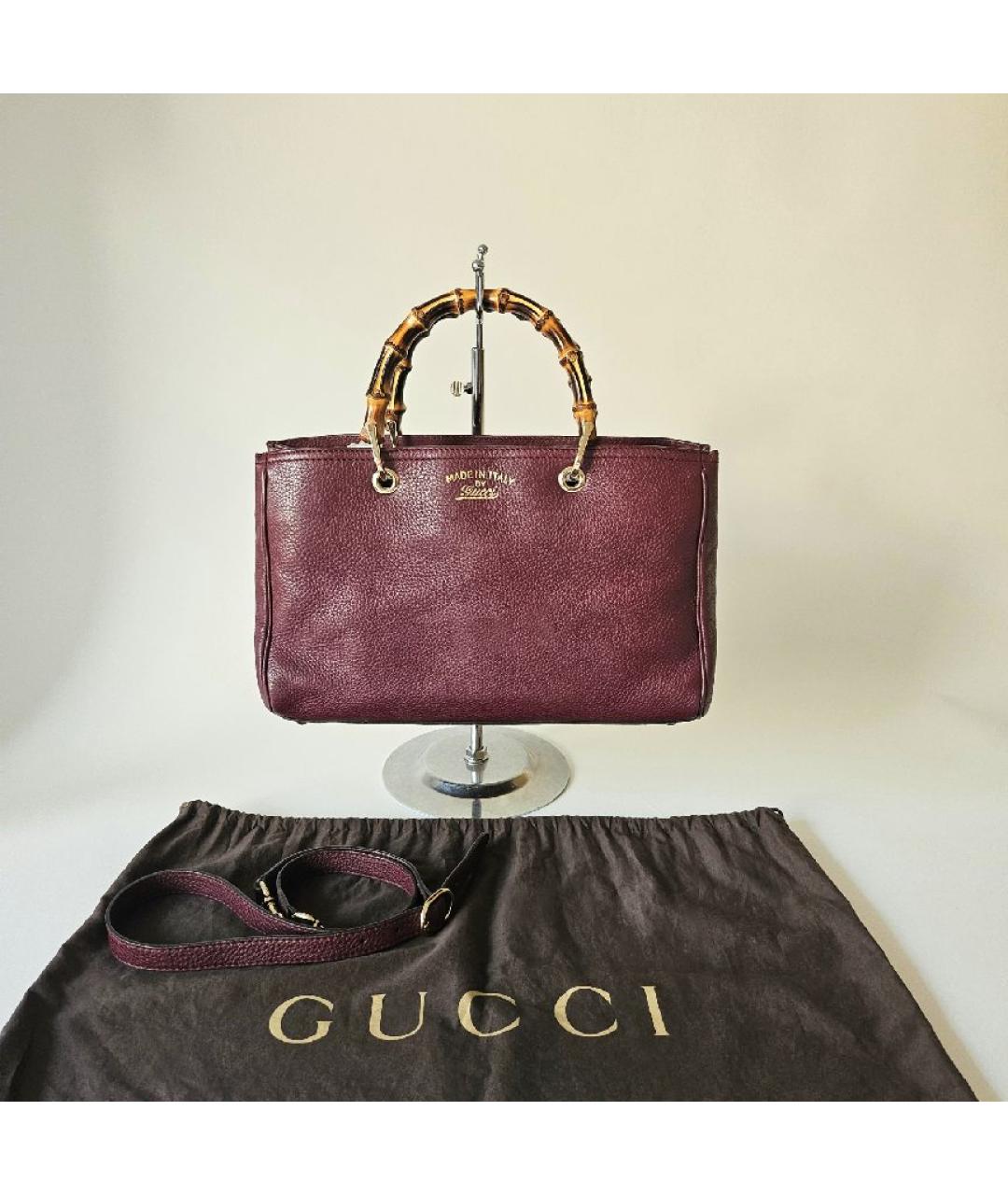 GUCCI Бордовая кожаная сумка через плечо, фото 7
