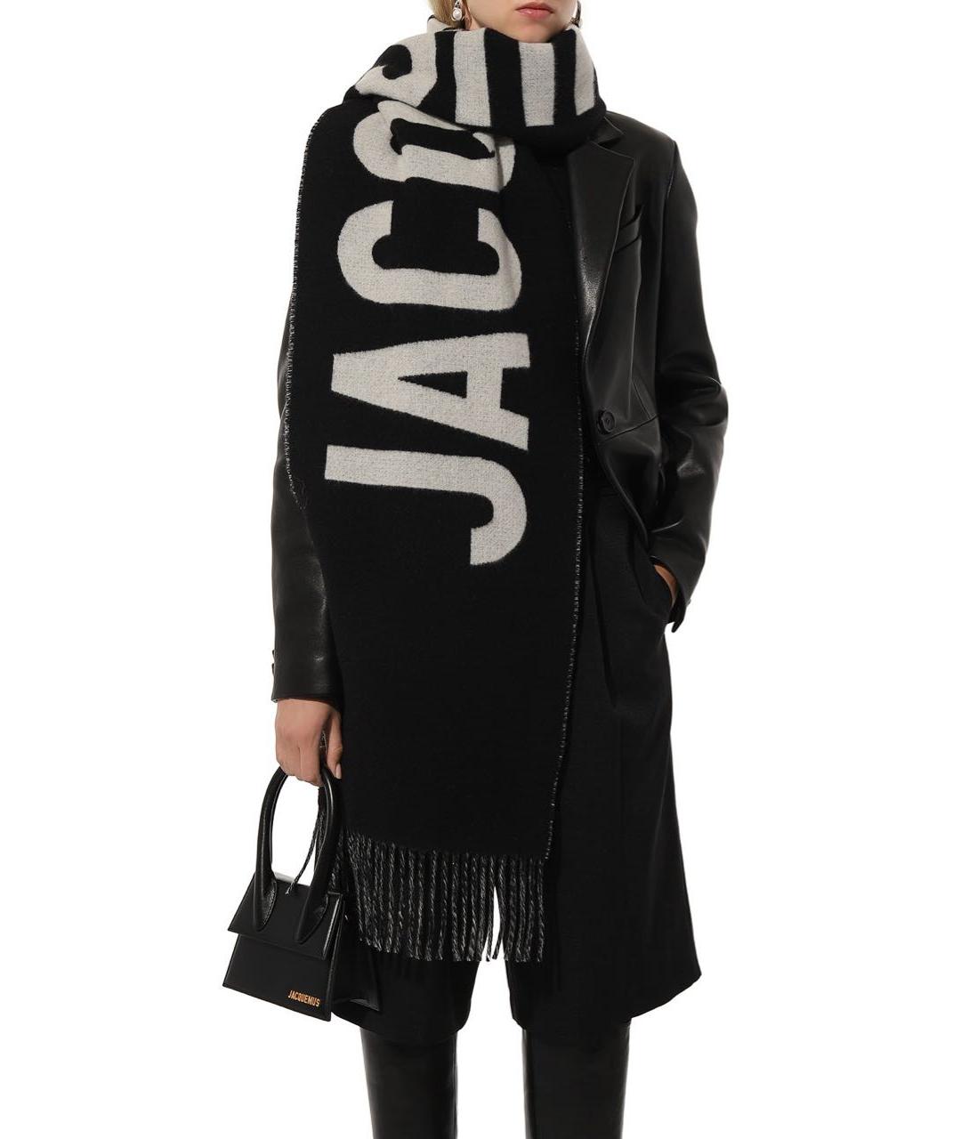 JACQUEMUS Черный шерстяной шарф, фото 3