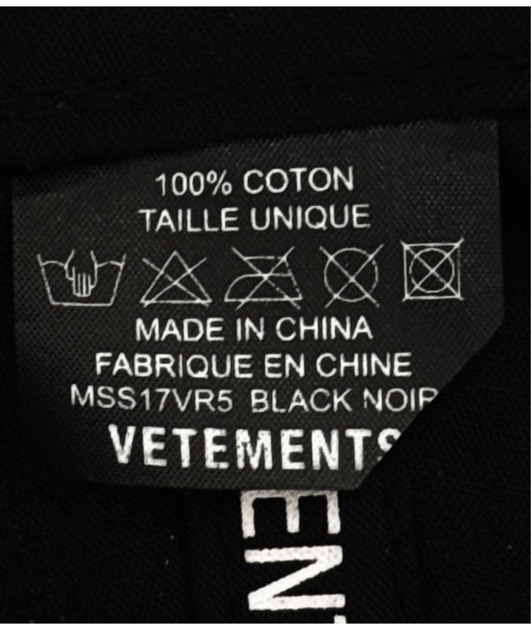 VETEMENTS Черная хлопковая кепка/бейсболка, фото 3