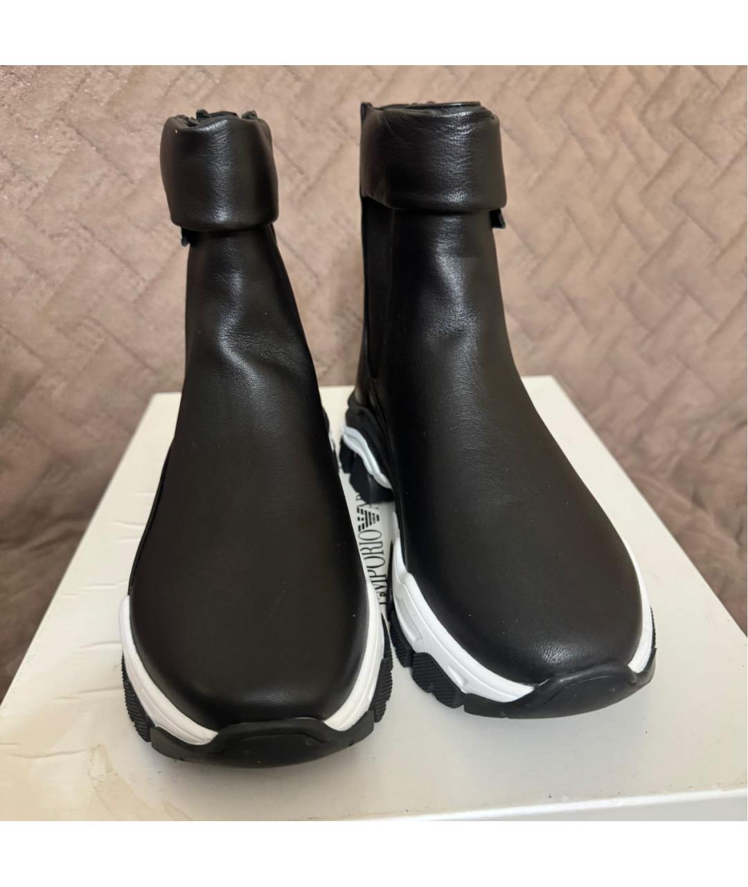 EMPORIO ARMANI Черные кожаные ботинки, фото 2