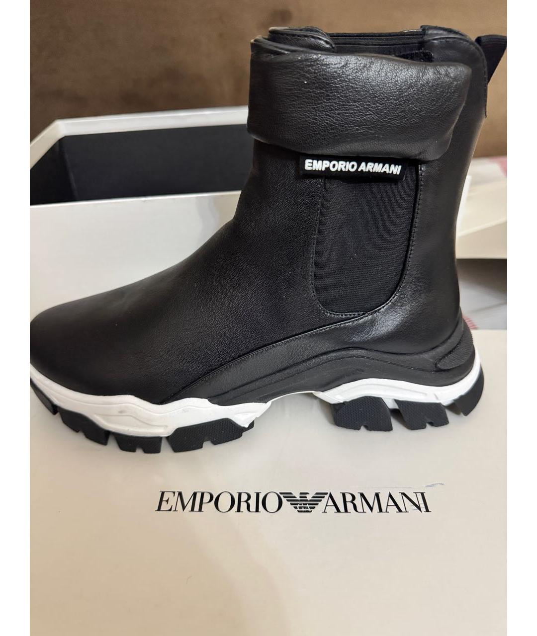 EMPORIO ARMANI Черные кожаные ботинки, фото 5