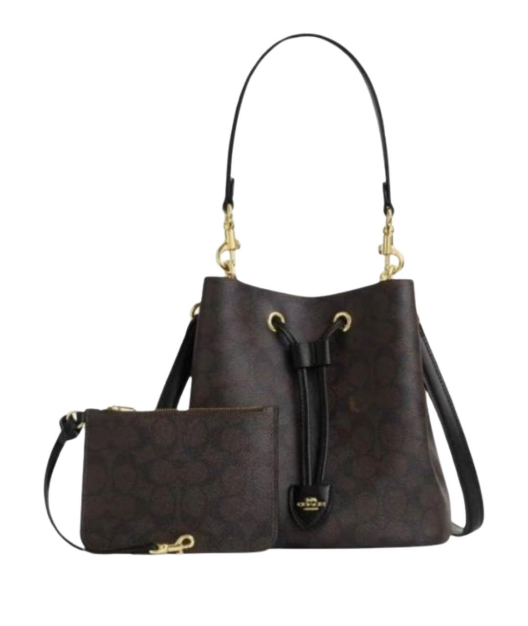 COACH Коричневая сумка с короткими ручками из искусственной кожи, фото 1
