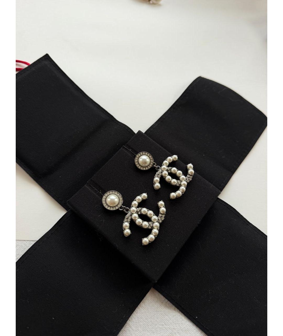 CHANEL Антрацитовые металлические серьги, фото 2