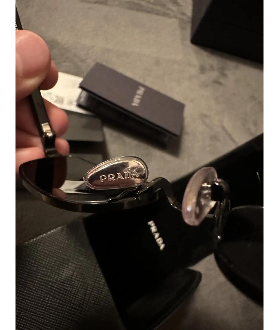PRADA Черные металлические солнцезащитные очки, фото 6
