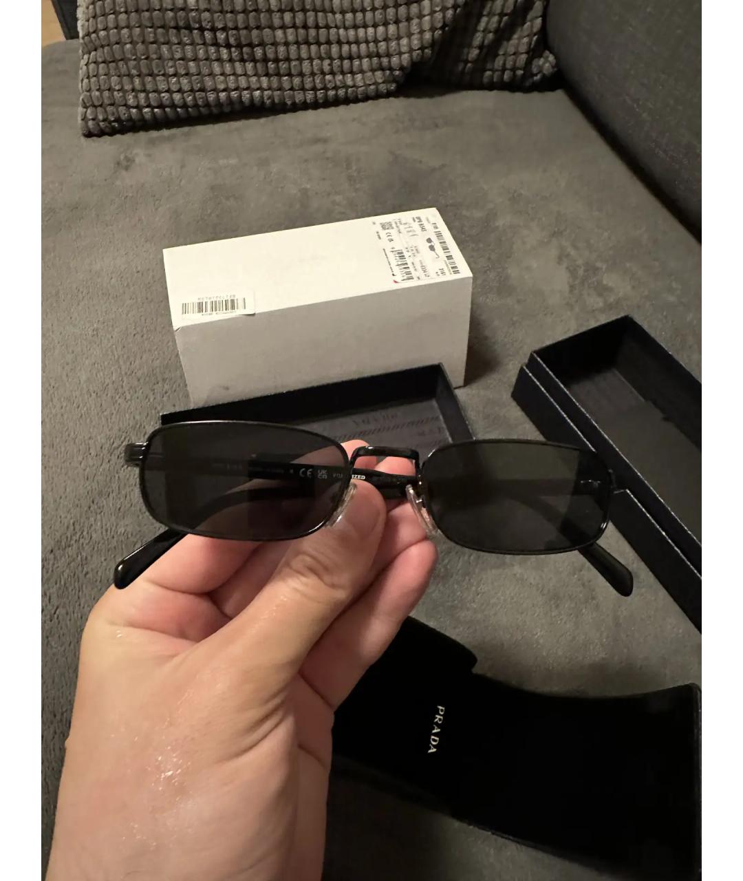 PRADA Черные металлические солнцезащитные очки, фото 3