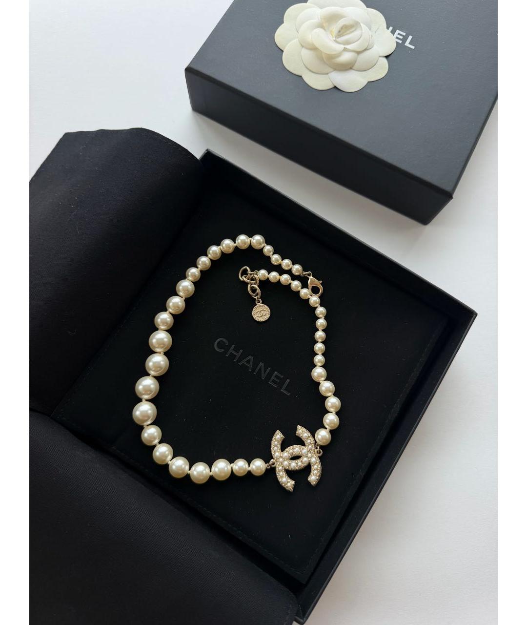 CHANEL Белое жемчужное колье, фото 4