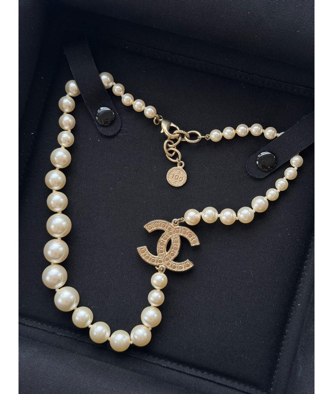 CHANEL Белое жемчужное колье, фото 3