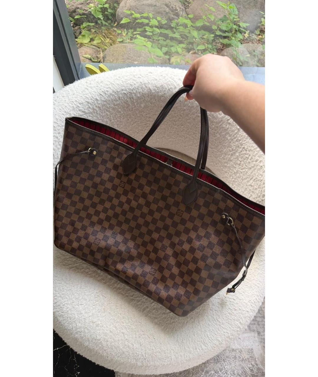 LOUIS VUITTON Коричневая сумка тоут из канвы, фото 3