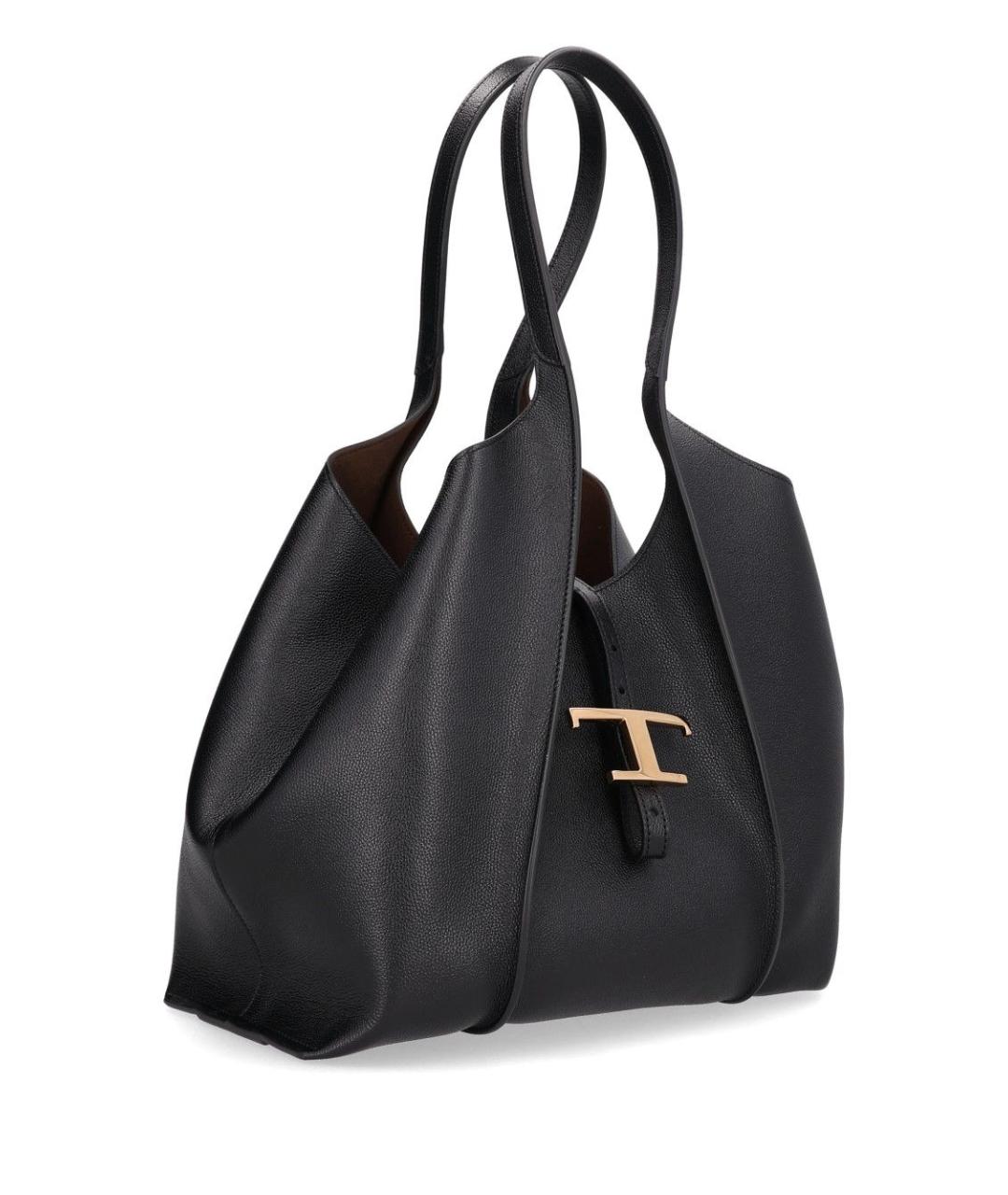 TOD'S Черная кожаная сумка тоут, фото 2