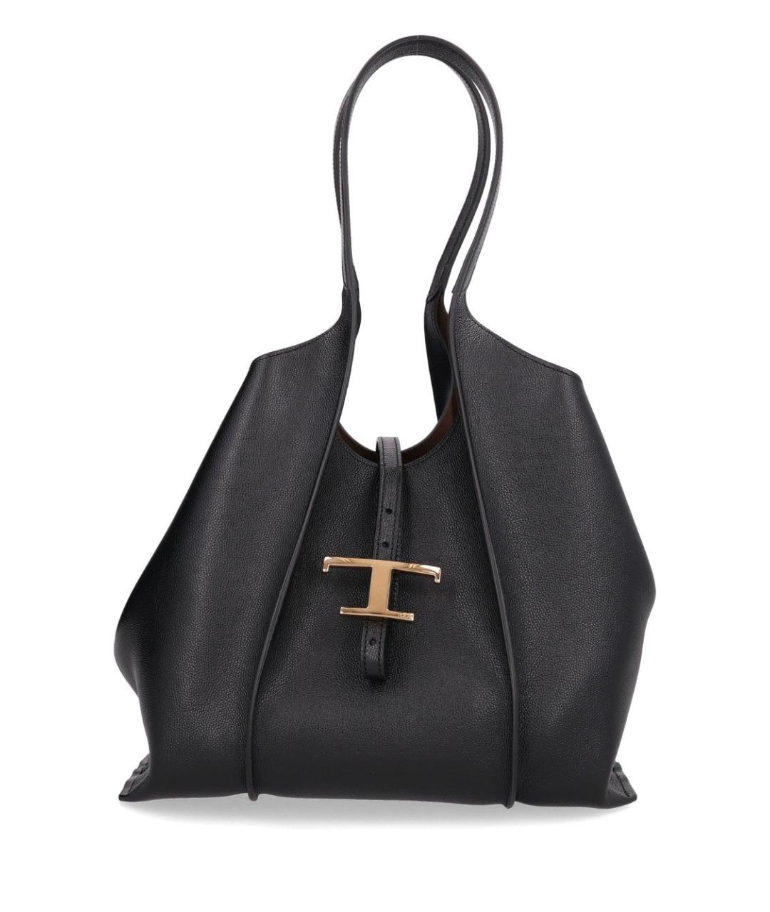 TOD'S Черная кожаная сумка тоут, фото 1