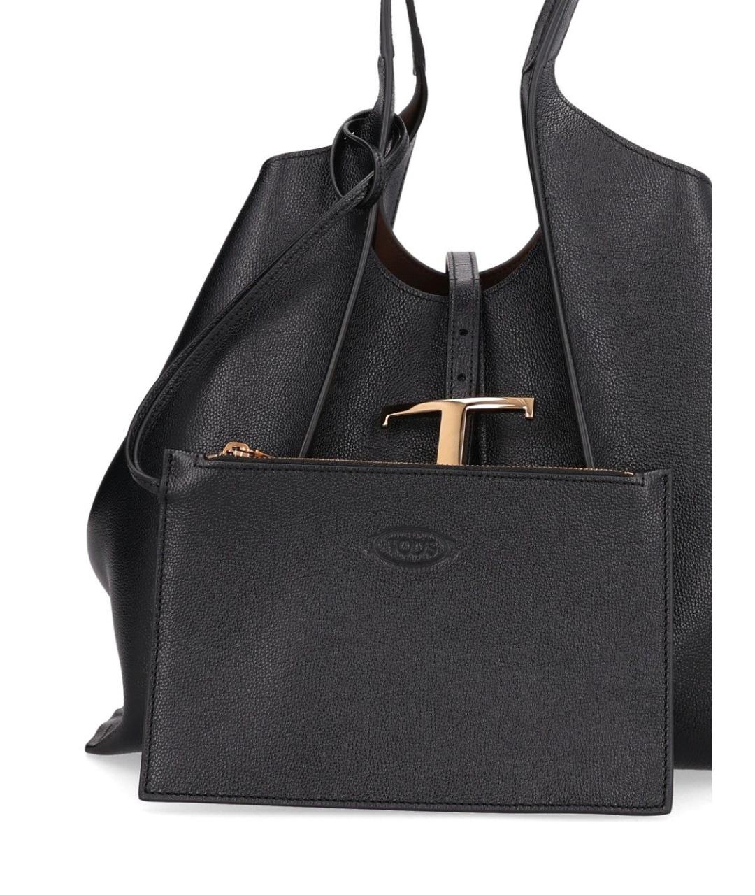 TOD'S Черная кожаная сумка тоут, фото 4