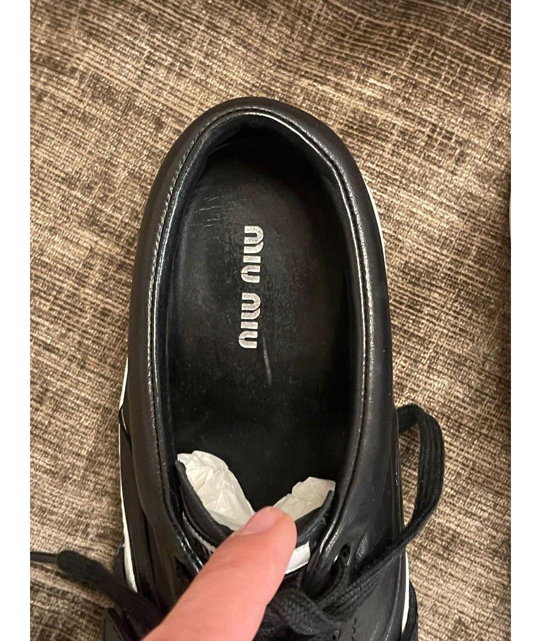 MIU MIU Черные кожаные кеды, фото 5