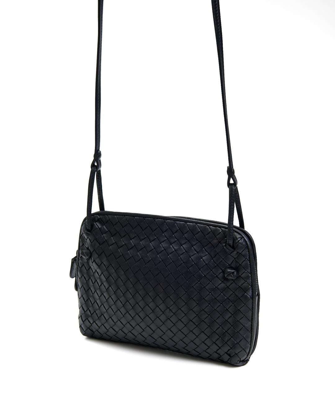 BOTTEGA VENETA Черная кожаная сумка через плечо, фото 2