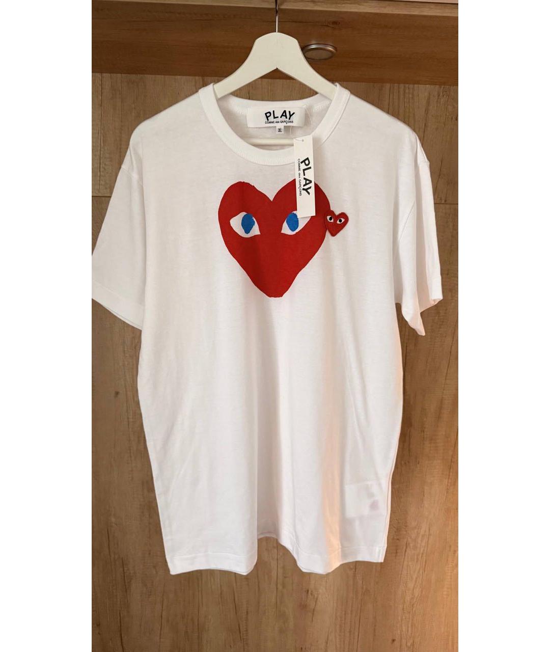 COMME DES GARÇONS PLAY Белая хлопковая футболка, фото 5