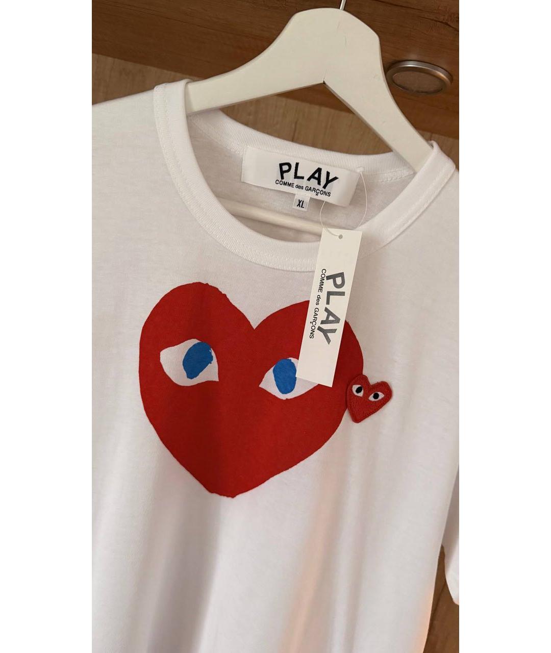 COMME DES GARÇONS PLAY Белая хлопковая футболка, фото 2