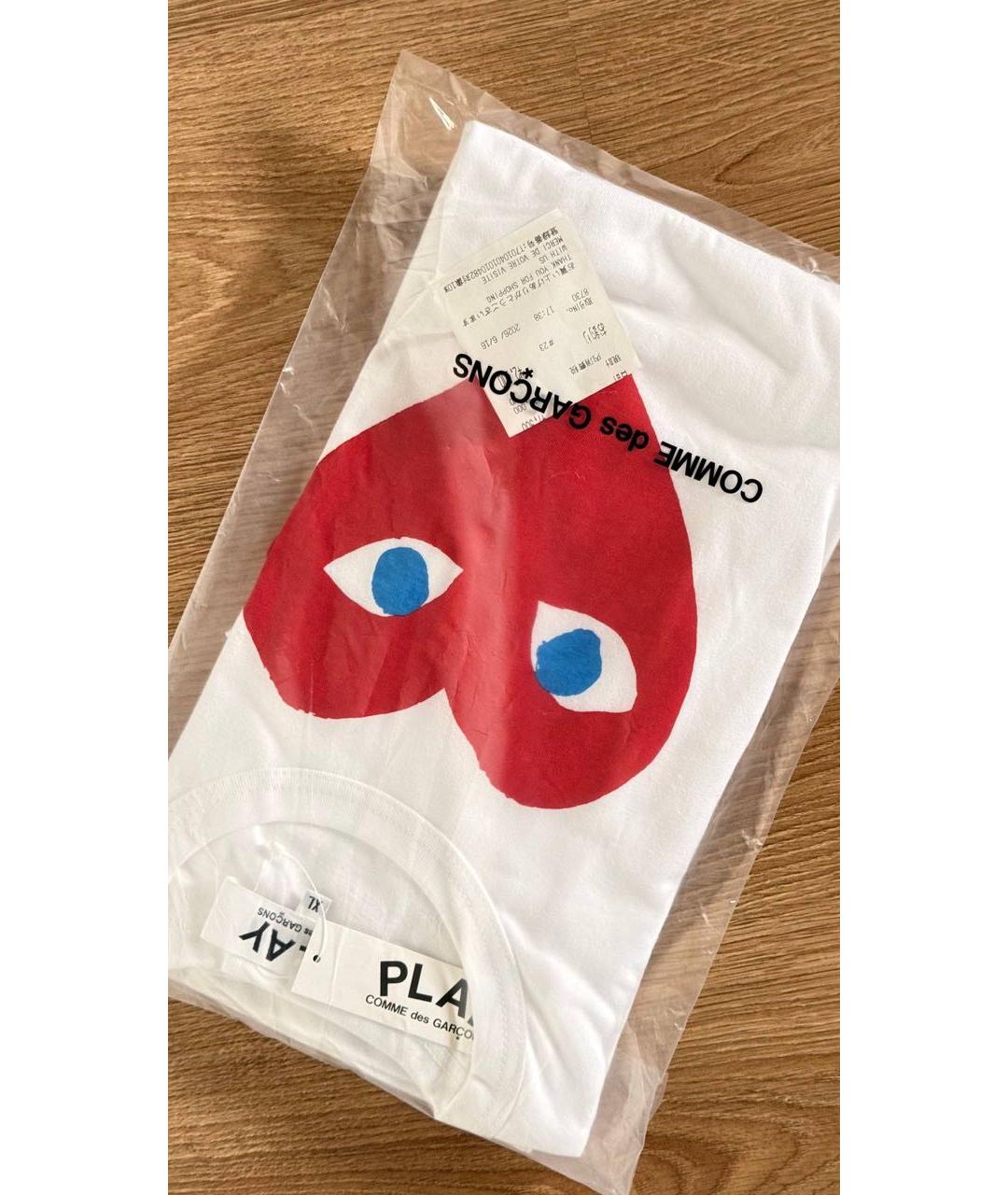 COMME DES GARÇONS PLAY Белая хлопковая футболка, фото 3