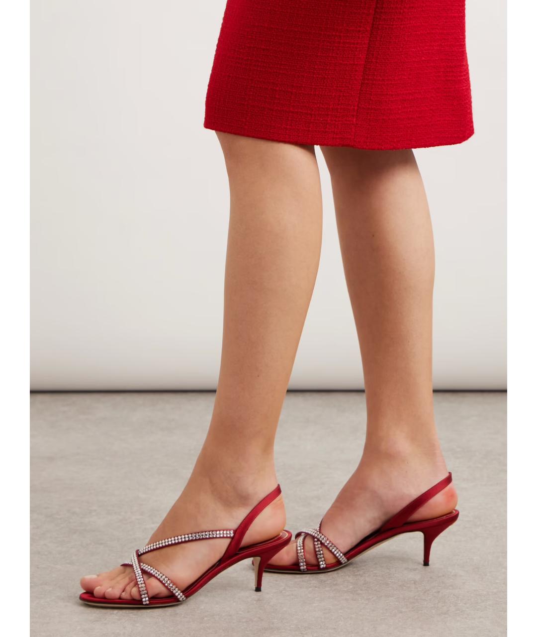 VALENTINO Красные текстильные босоножки, фото 2